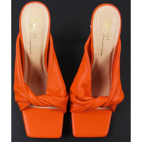Olivia Ferguson Women's Slip-on Orange Heels Opened Toe Pump Size 7 - Picture 1 of 5